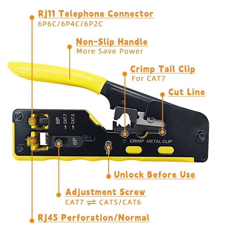 Multifunctional Network Pliers Crimping Tool CAT5 CAT6 CAT7 RJ45 Pass Zpaxo