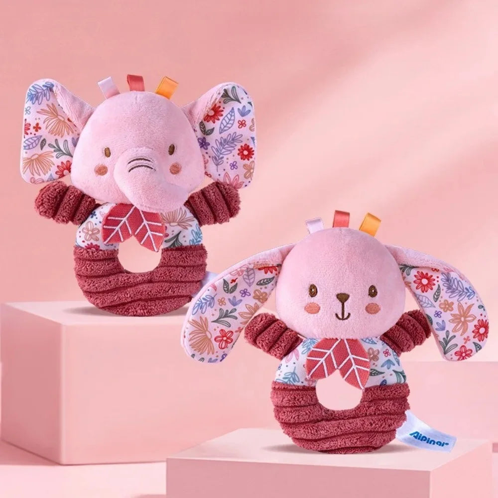 Pink Hand Cranked Ring Newborn Plush Toy 0-1 Year Old Baby Ringed