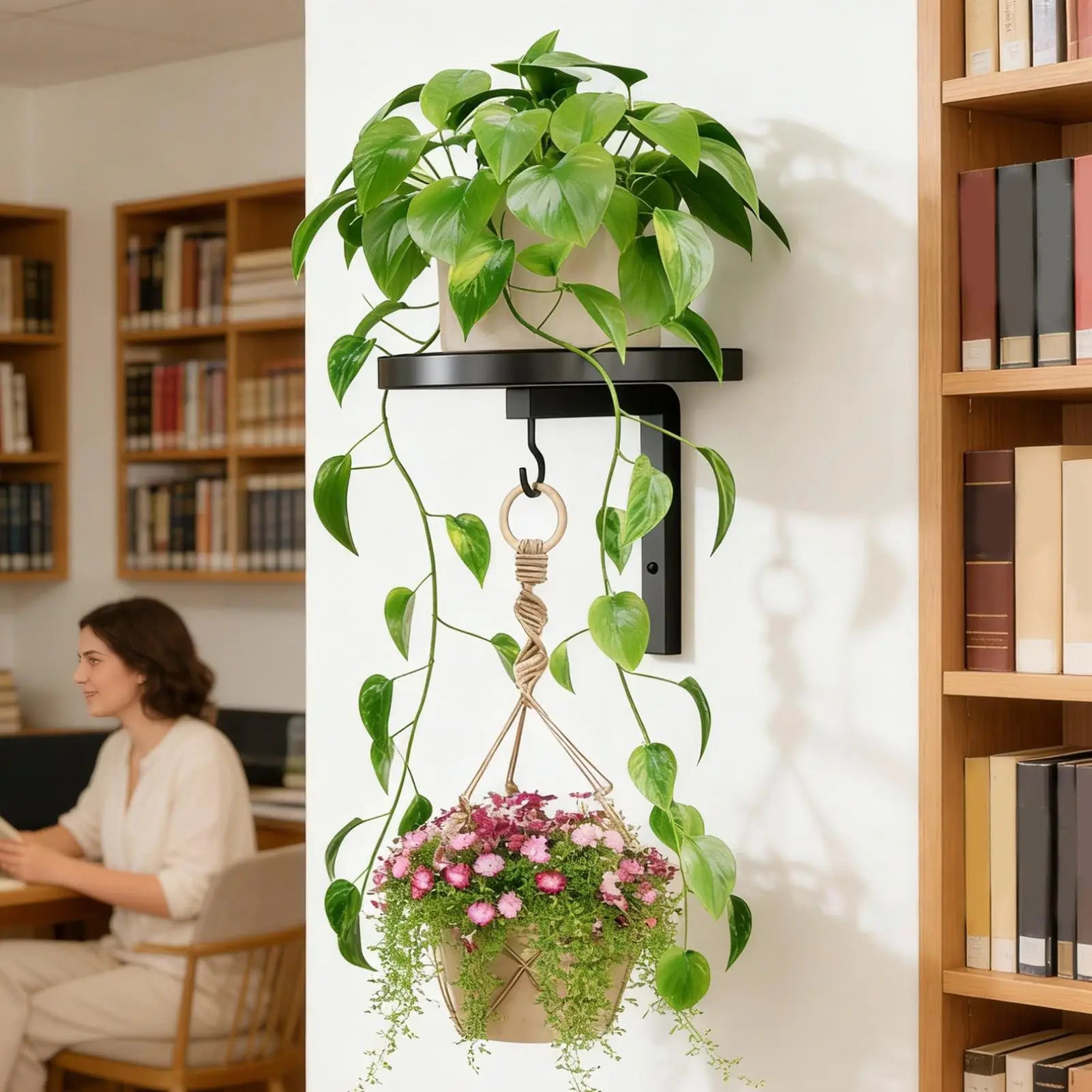 Wall Plant Shelf Heavy Duty Metal Hanger Stand Hooks Space Saving