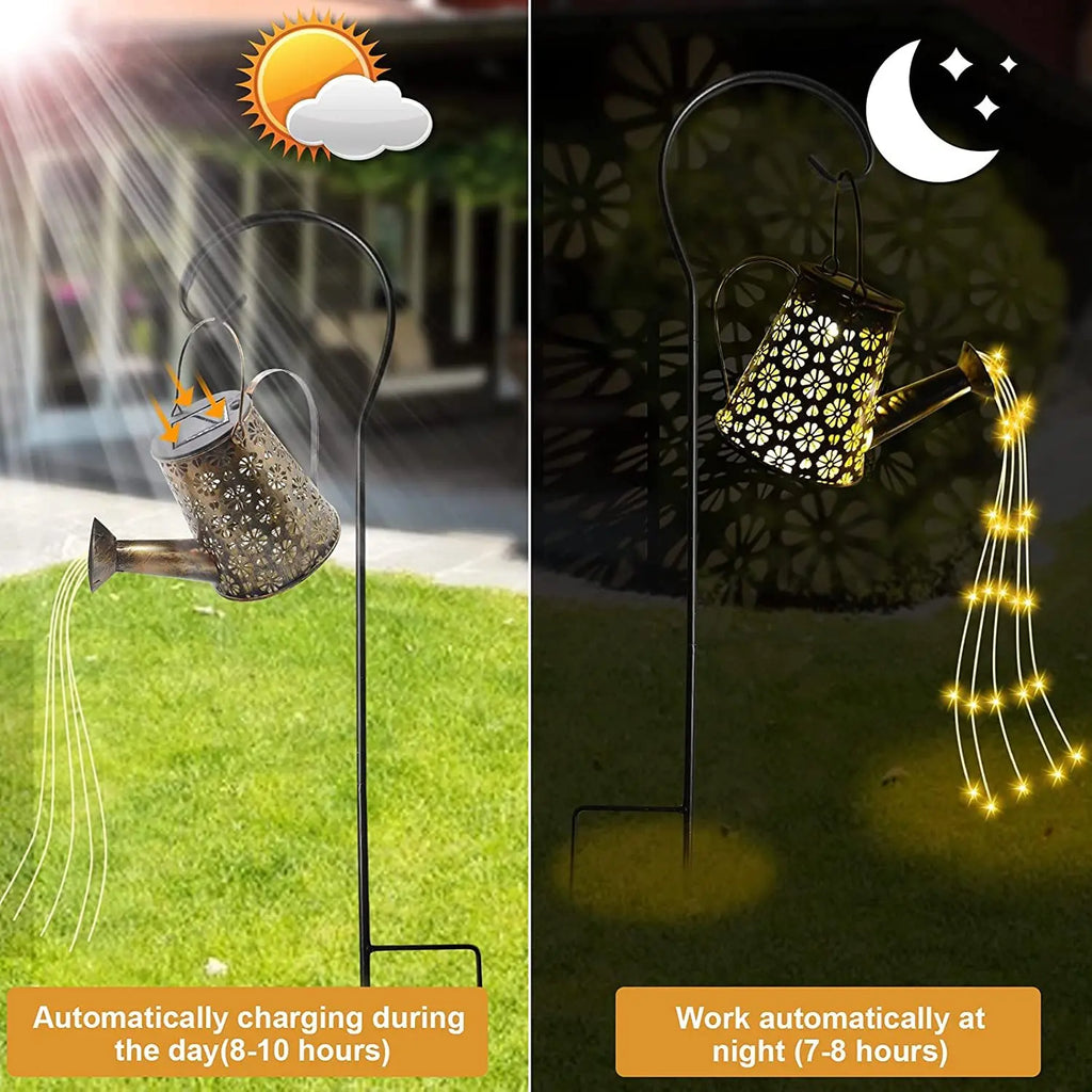 LED Solar Light Garden Waterproof Retro Metal Hanging Watering String Zpaxo