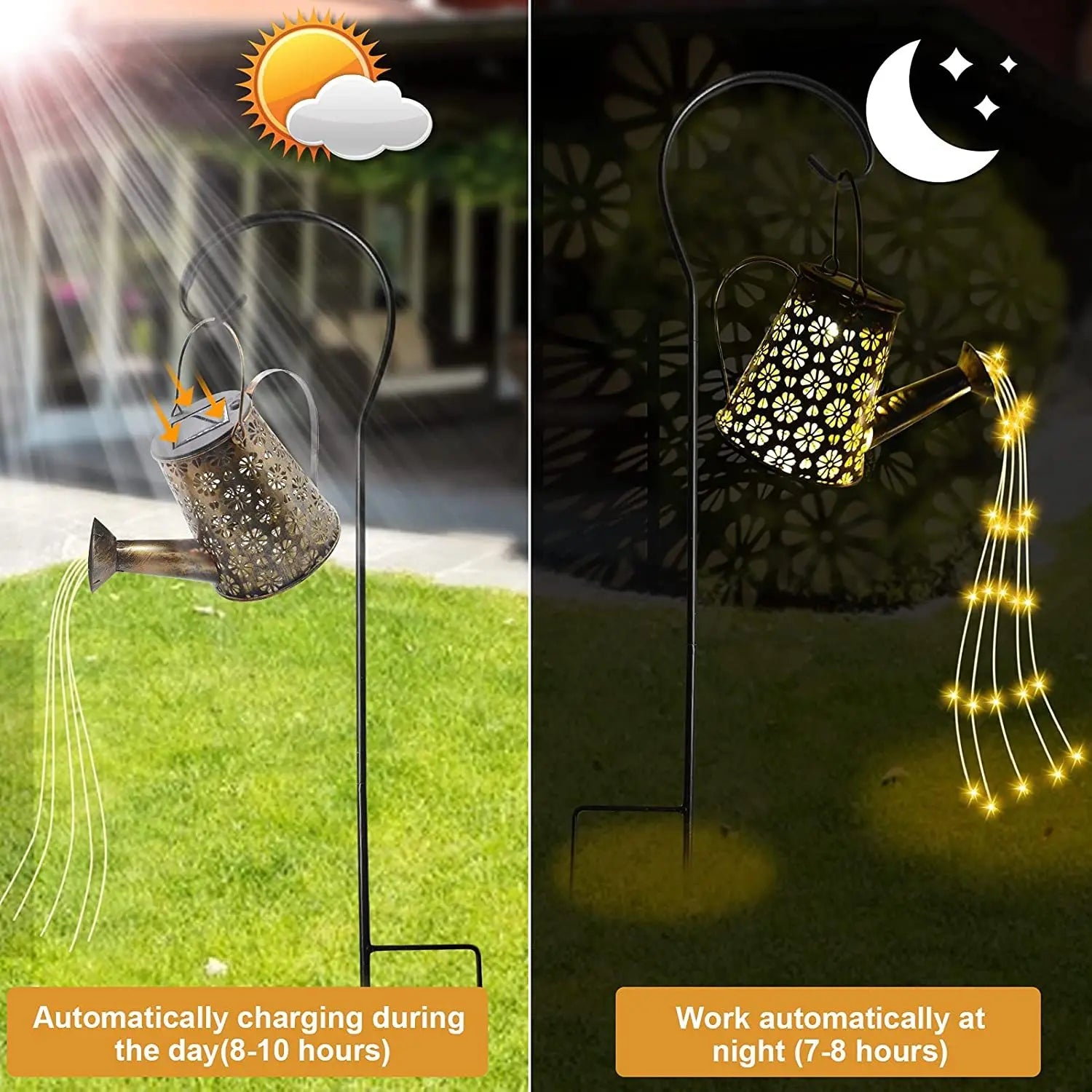 LED Solar Light Garden Waterproof Retro Metal Hanging Watering String Zpaxo