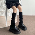 Y2K Black Knitted Long Socks Autumn Winter Thicken Warm Foot Cover