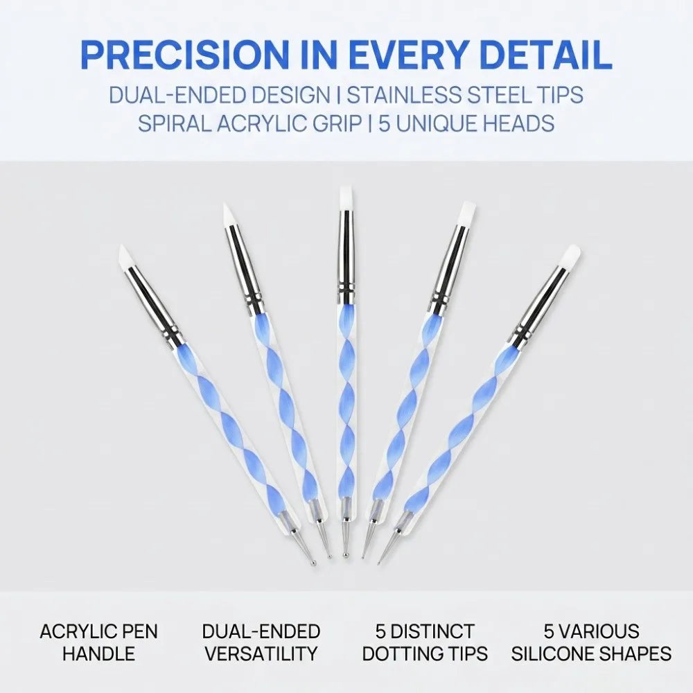 5 8 0 2 Nail Art Silicone Pens Double Ended Tip Sculpting Tools Multi Zpaxo
