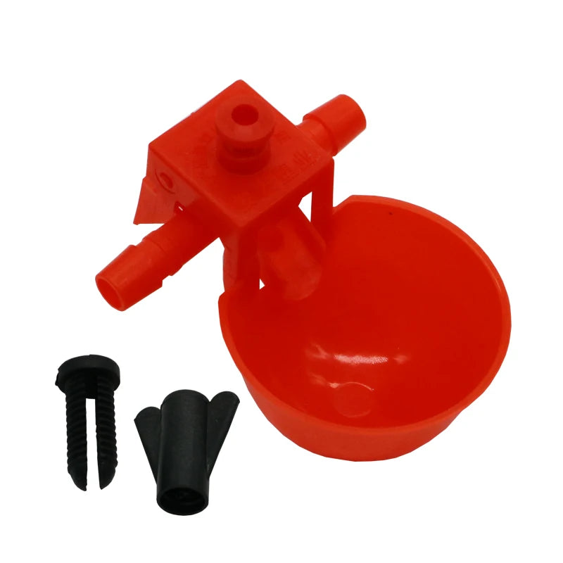 50 Sets Red Quail Waterer Animal Feeders Automatic Bird Coop Feed