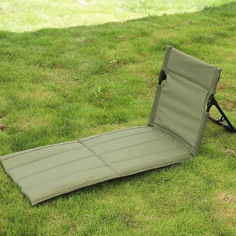 Outdoor Foldable Camping Chair Oxford Cloth Floor Garden Park Single Zpaxo green-long