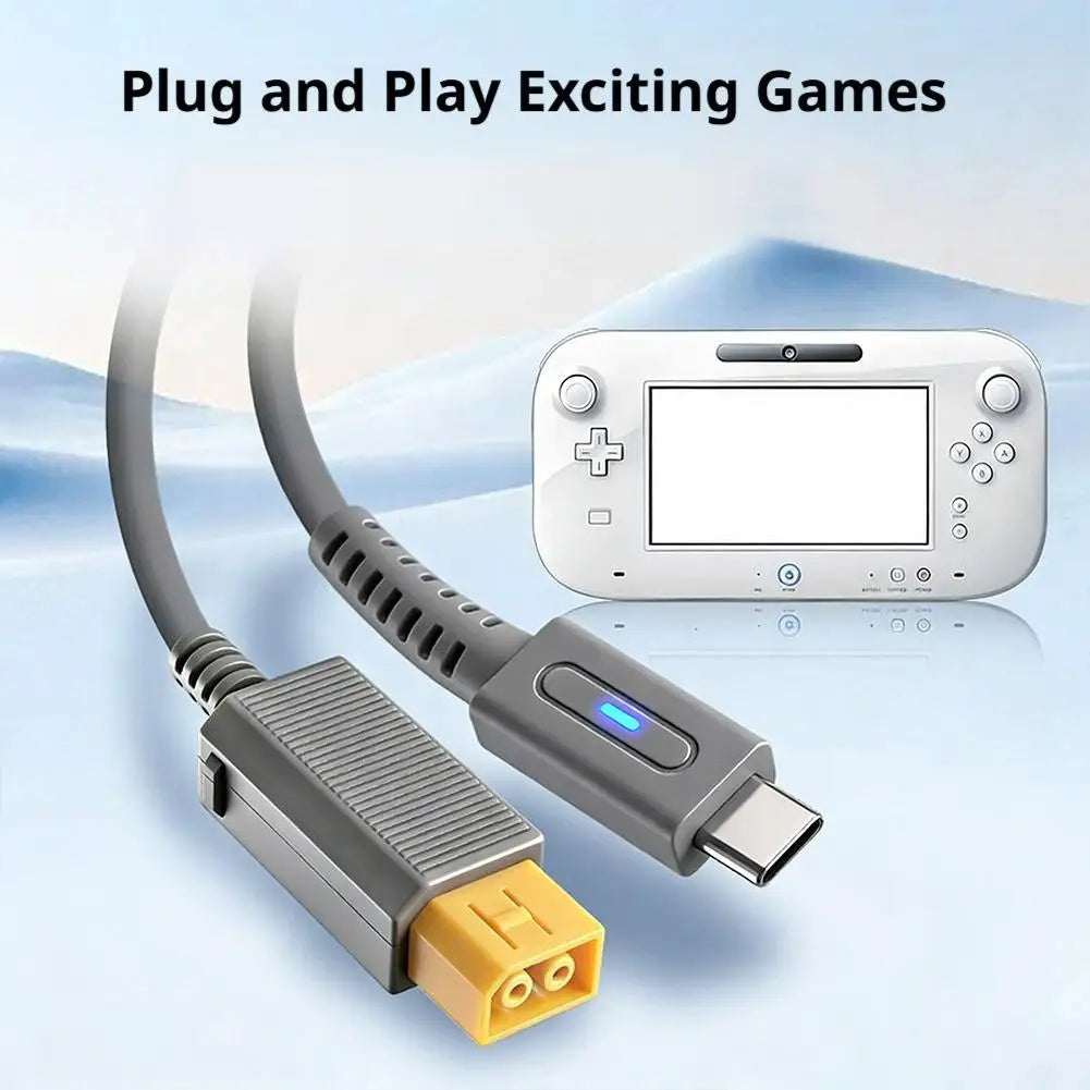 USB-C 45W PD Power Cable for Nintendo Wii U – 1.8m Cord Gaming Power Cable Zpaxo