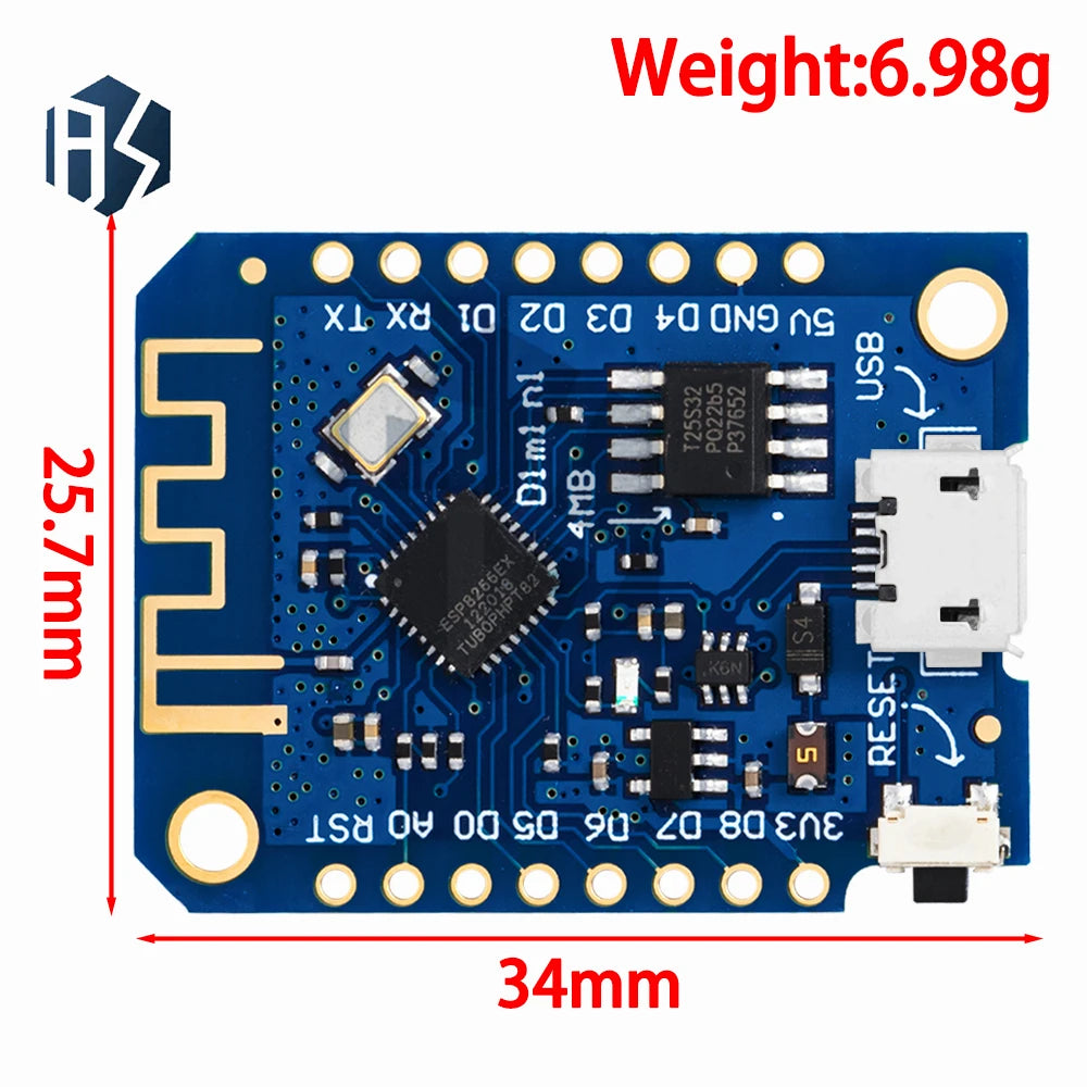 for Wemos D1 Mini V3.0.0 ESP8266 Development Board – WiFi IoT Module with CH340 USB, 4MB Flash for Arduino Zpaxo