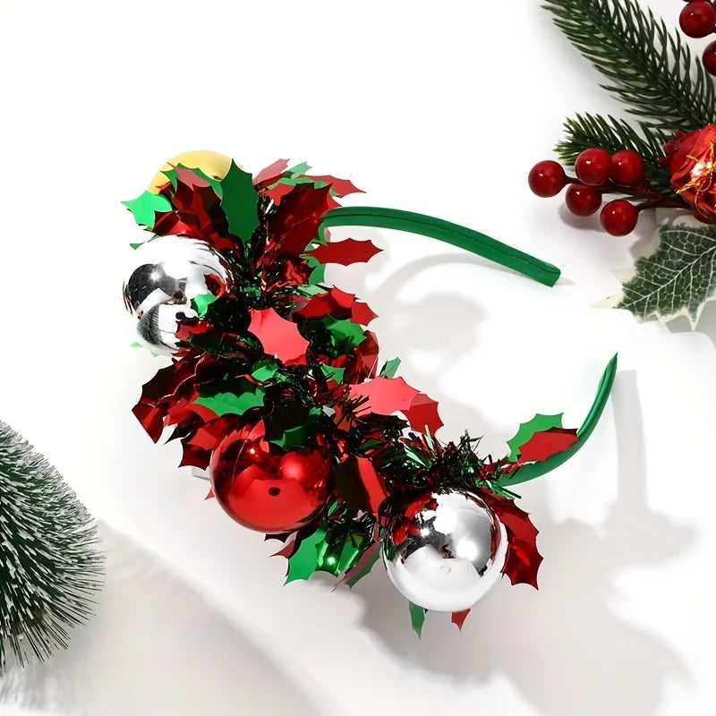Christmas Headdress Sequin Bead Hair Headband Holiday Season Decor