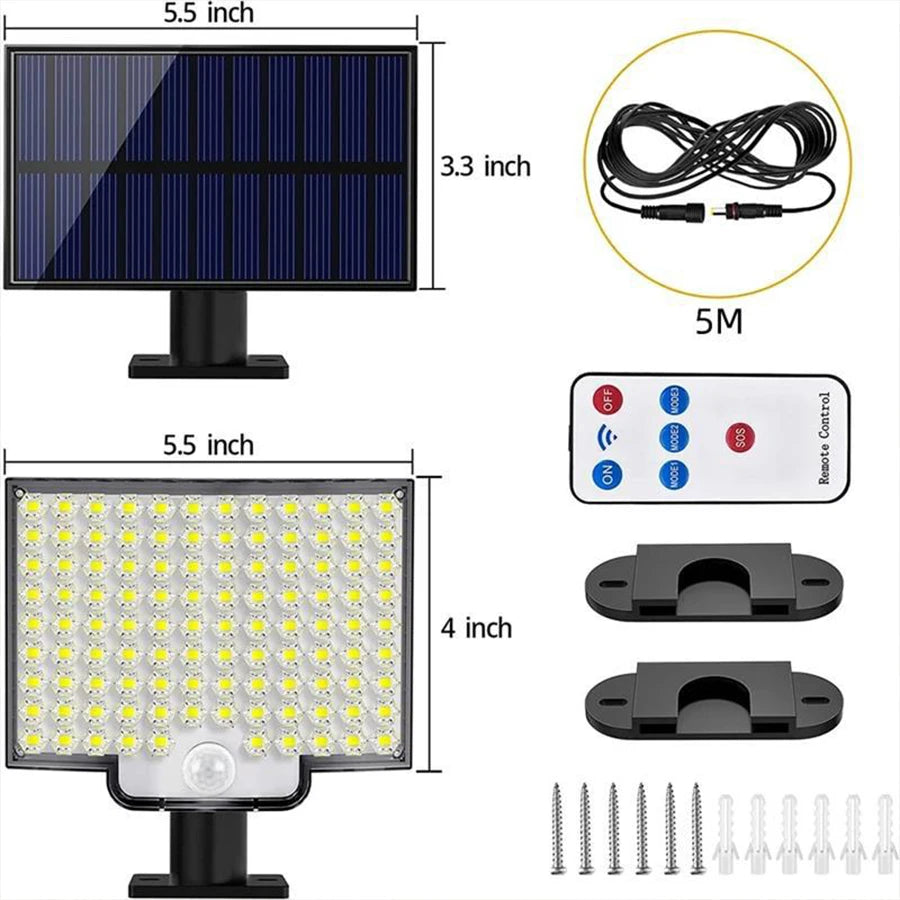 106 LED Solar Motion Sensor Wall Light – IP65 Waterproof Solar Wall Light Zpaxo