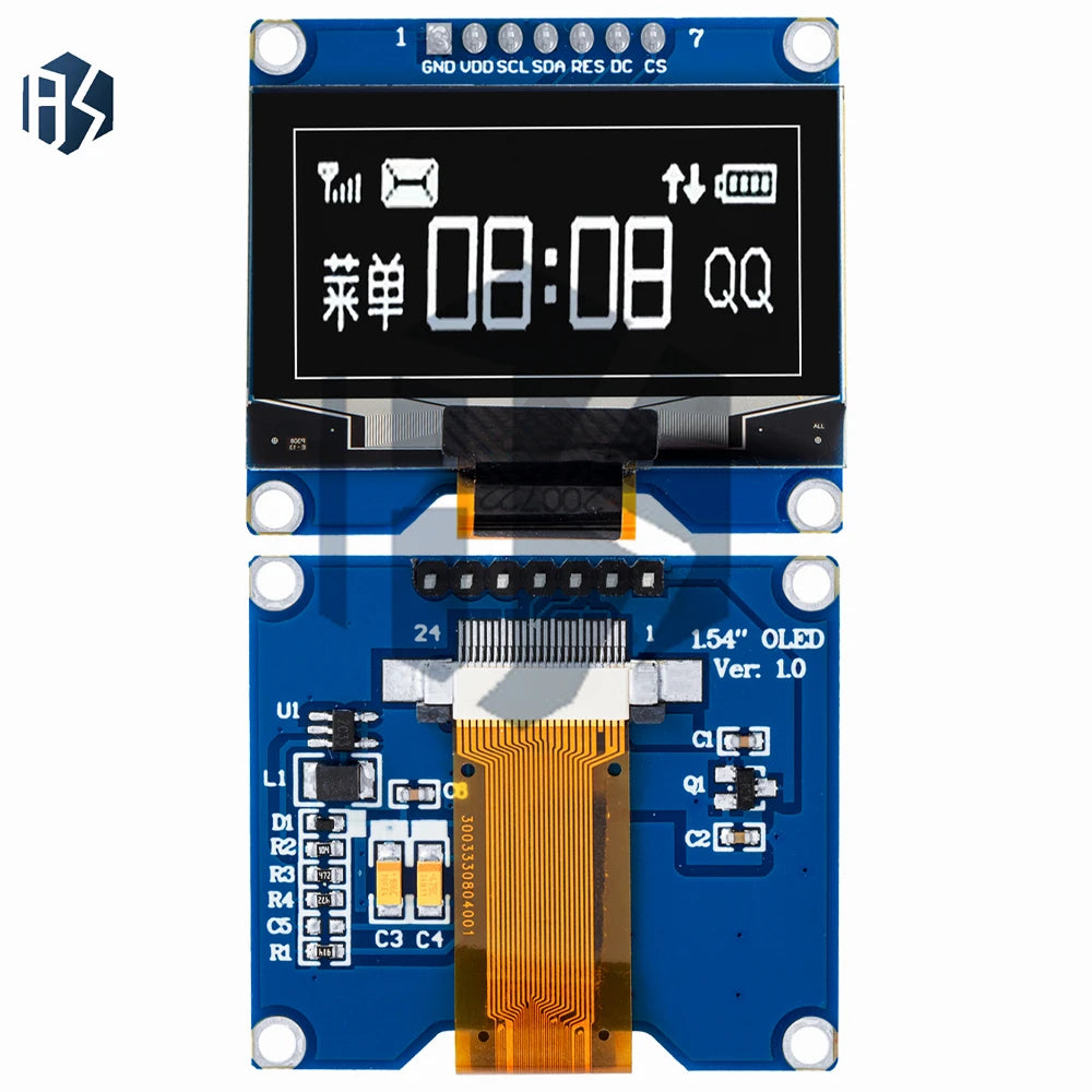 1 54-Inch SSD1309 SSD1306-Compatible OLED Module 7PIN 128 64 SPI Zpaxo