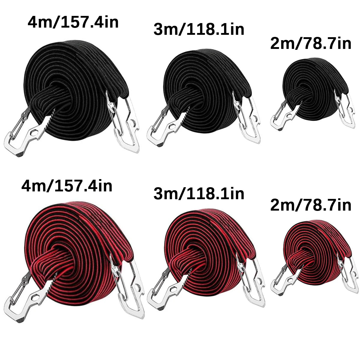Heavy-Duty Bungee Cords with Metal Hooks – 2m 3m 4m