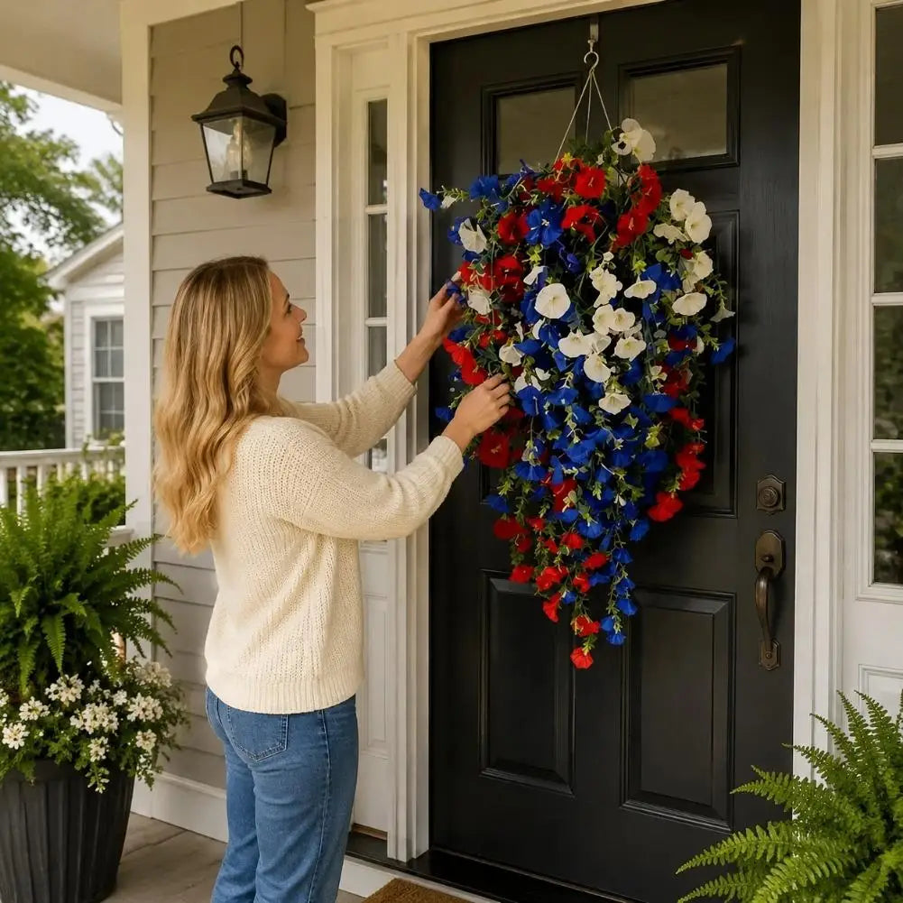 UV Resistant Giant Artificial Hanging Flowers Outdoor Waterproof Morning Glory for Garden Patio Wedding Party Decoration Zpaxo