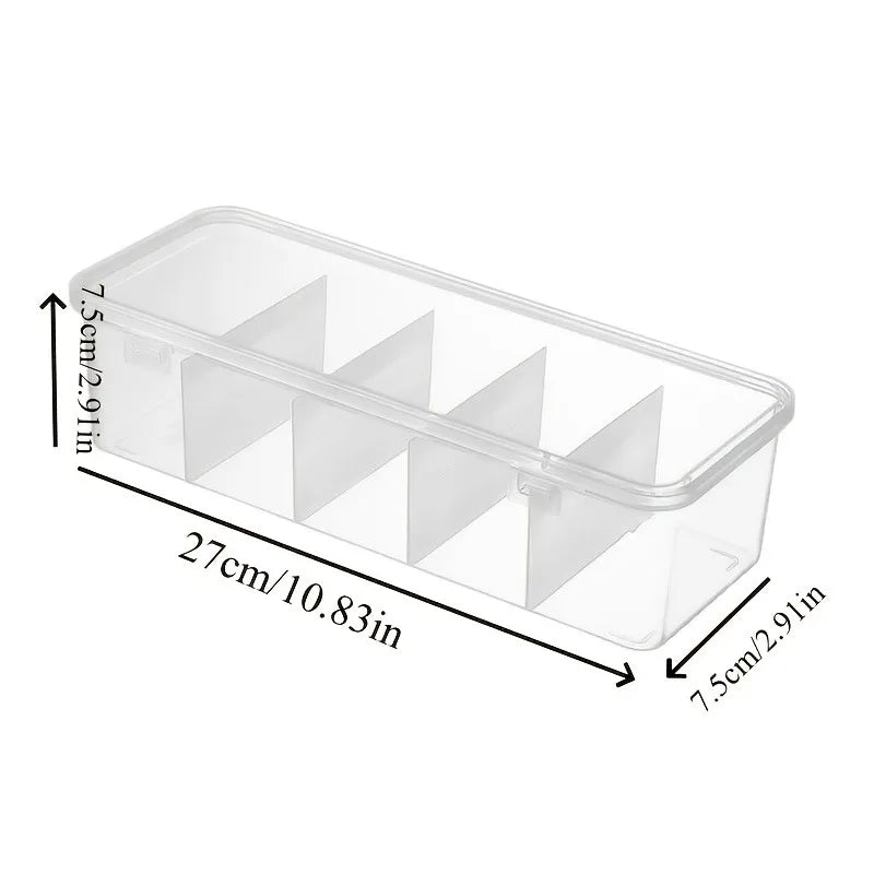 5-Compartment Spice Storage Box Lid Large Organizer Salt Pepper