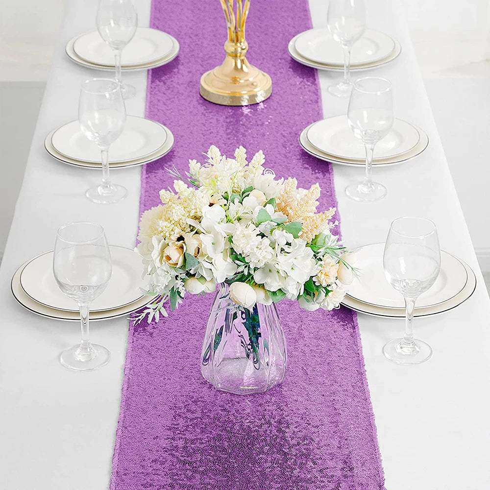 Sequin Table Runner 30*180cm Glitter Table Runner for Wedding Party Birthday Bnaquet Hotel Home Table Table Zpaxo