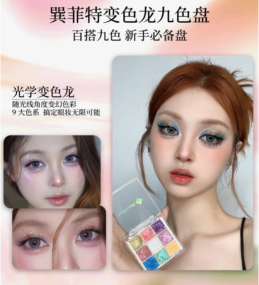 Sheeneffect Chameleon Eyeshadow Palette 9 Colors Portable Makeup Zpaxo