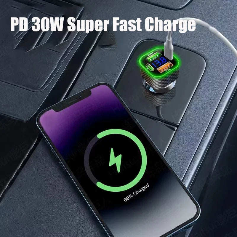 UYUXIO USB C Car Phone Charger Dual PD 1 Voltage Display Fast Charge