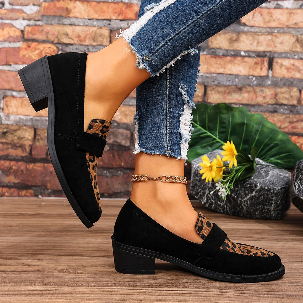 2024 New Spring Autumn Fashion Women Designer Comfortable Casual Shoes Women Medium Heel Pointed Toe Leopard Print Slip-On Shoes Zpaxo
