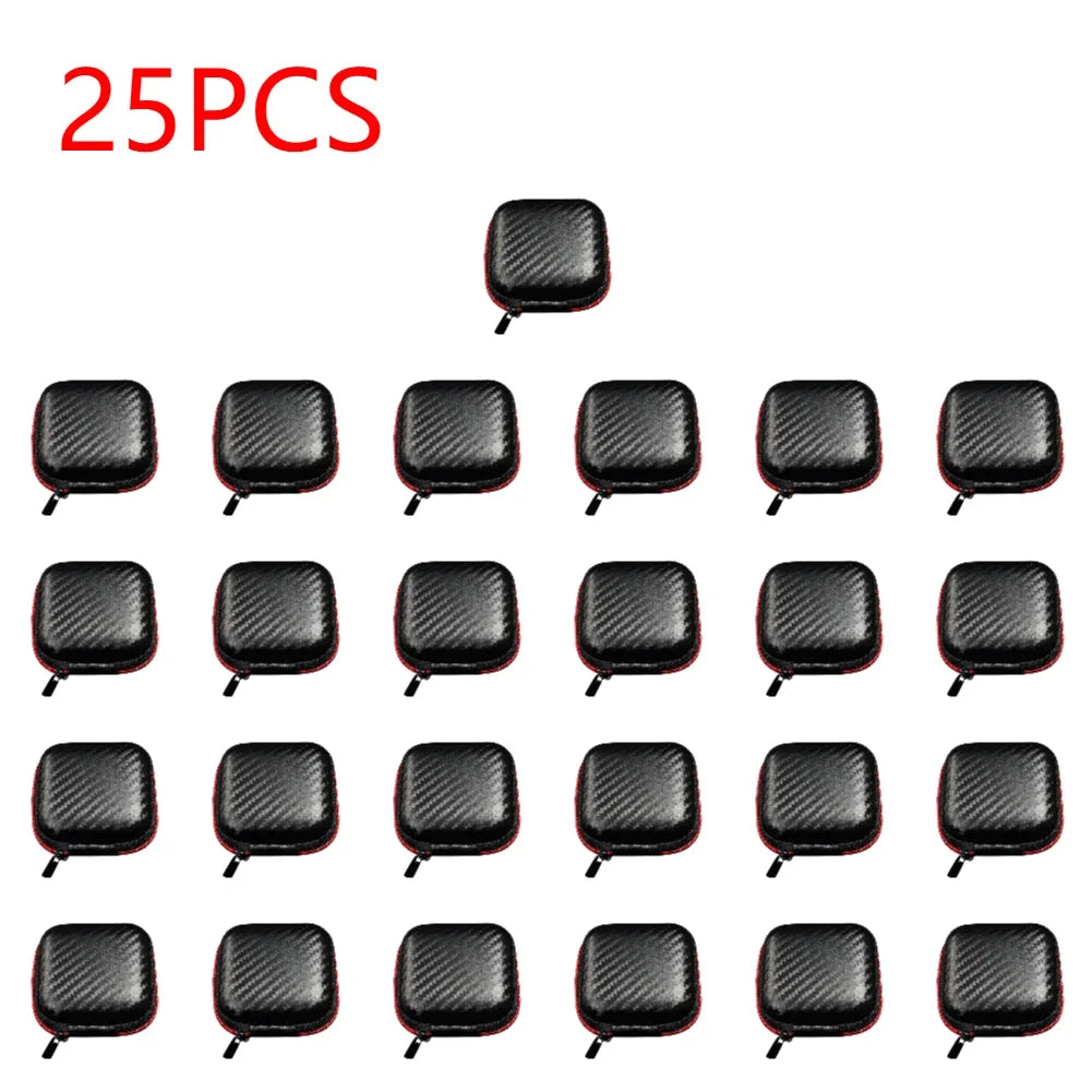 25-1PCS Earphone Storage Bag Data Cable Headset Box Portable Travel Earphones Storage Case Earphone Zipper Bag Accessories Zpaxo 25PCS