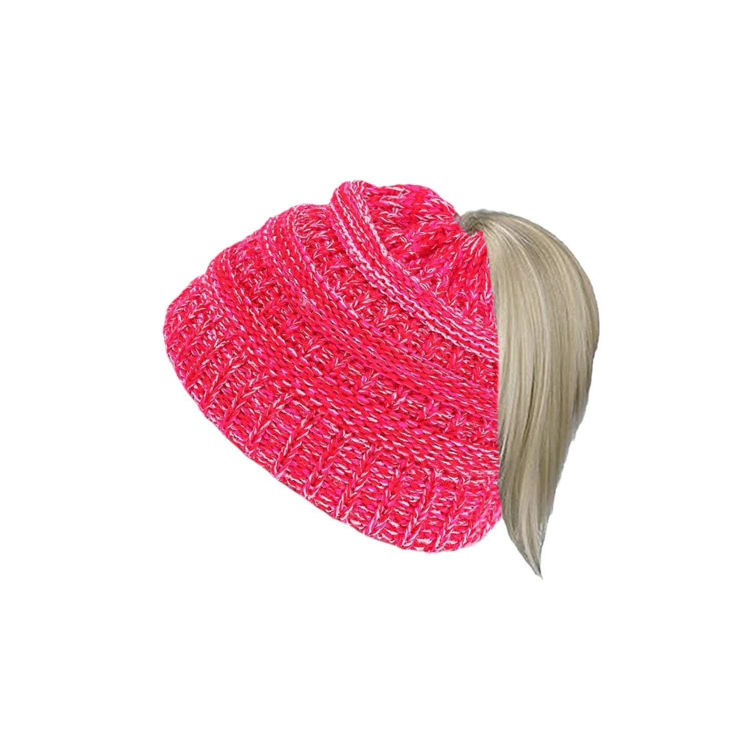 Kids' Knit Ponytail Beanie – Open Top Winter Hat for Children