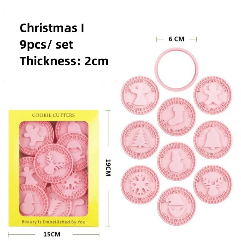 9-Piece 3D Christmas Cookie Mold Set – Santa, Snowman & Elk Cookie Mold Set Zpaxo 9pcs