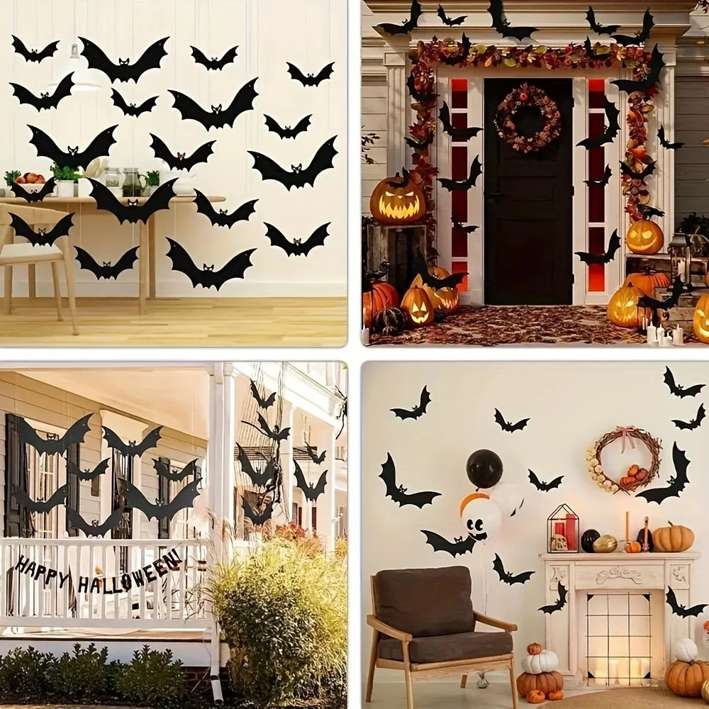 Hanging Bats Halloween Outdoor Decor Large Flying Plastic 3 Sizes