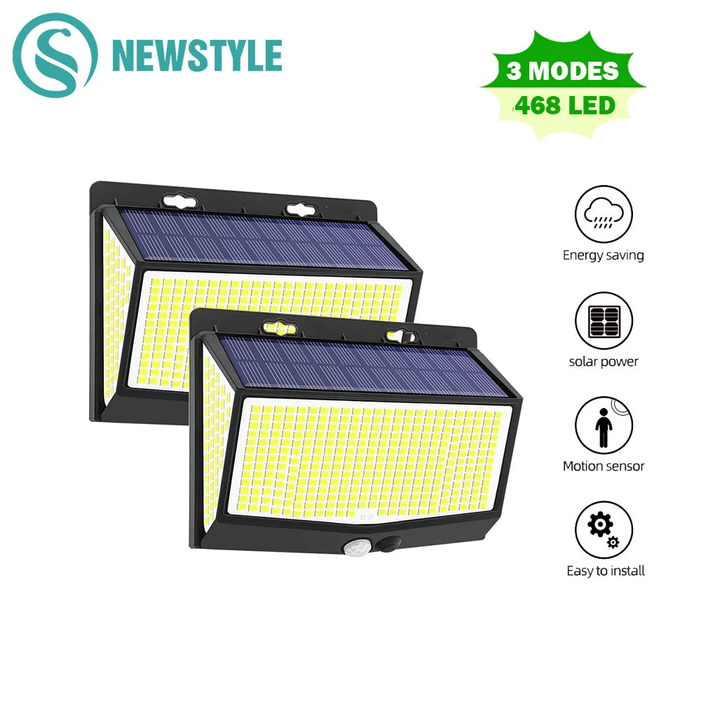 138/468/238 LED Solar Light Outdoor Waterproof For Garden Powered Sunlight Street Wall Light Security Lighting 3 Mode Zpaxo