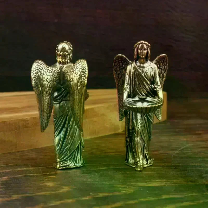 Brass Angel Statue Figurines Creative Crafts Desktop Ornaments Metal Zpaxo