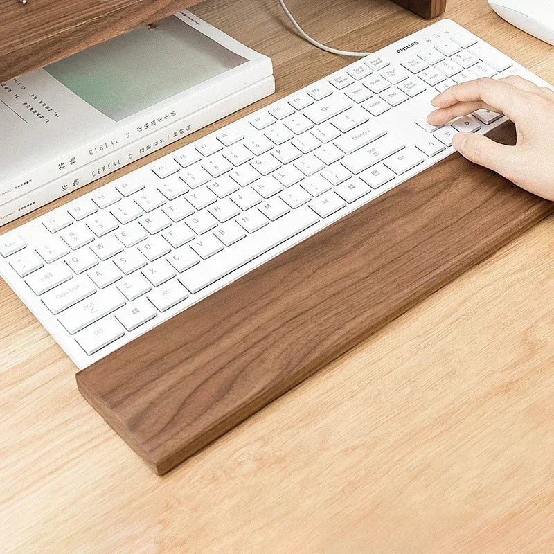 Wooden Keyboard Wrist Rest Walnut Mouse Pad Solid Support Anti-slip Zpaxo