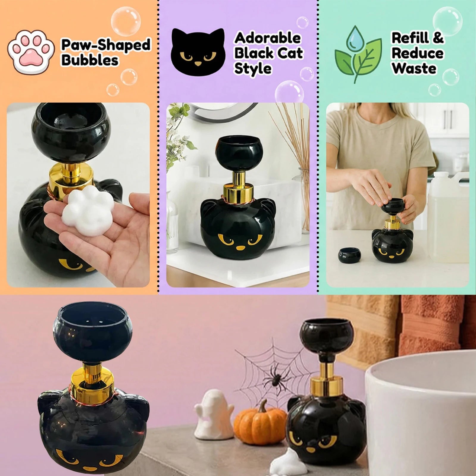 Cute Cat Paw Lotion Dispenser Refillable Hand Sanitizer Press Bottle