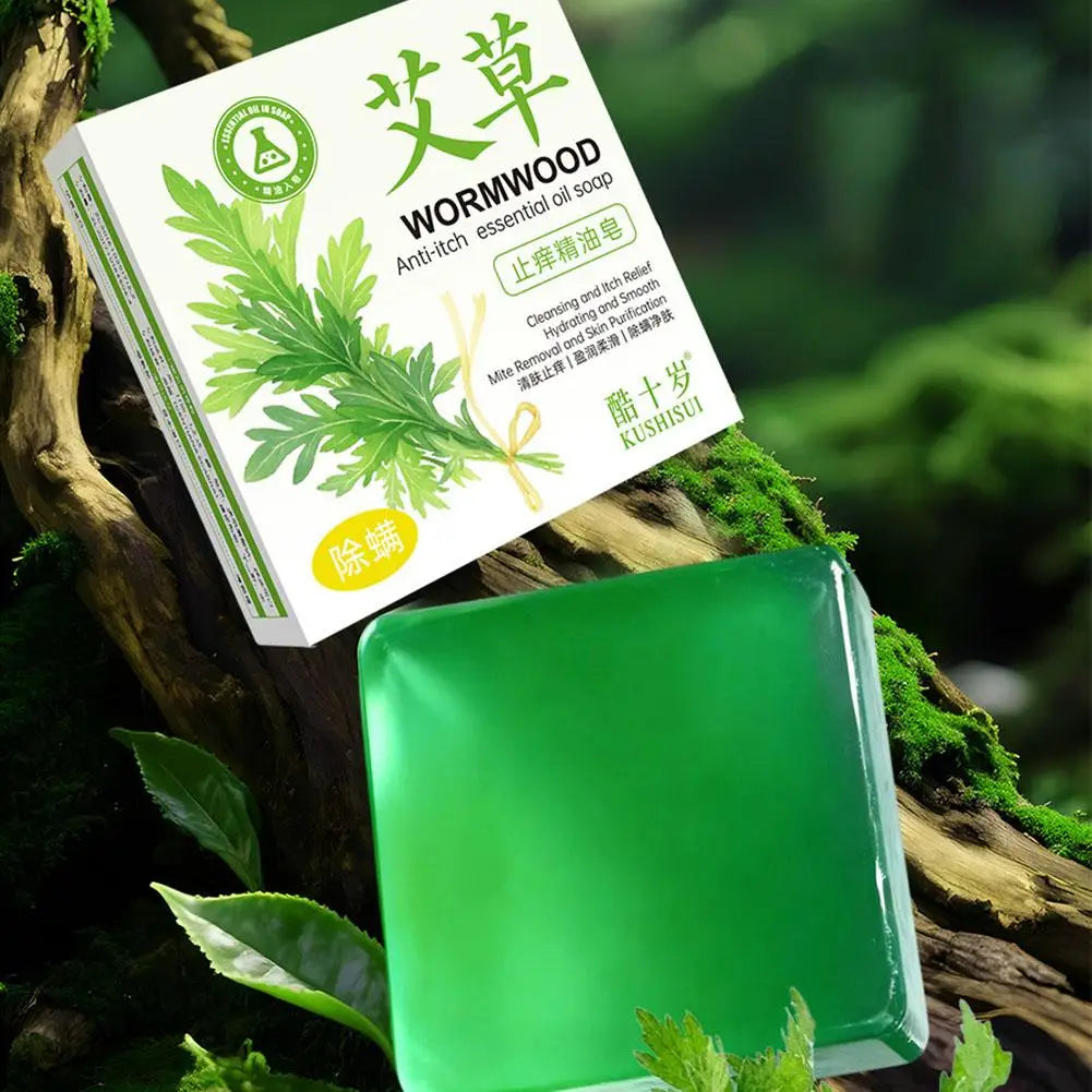 Wormwood herb essential oil soap, natural organic wormwood extract essence, facial cleansing soap, brighten skin color, nourish Zpaxo