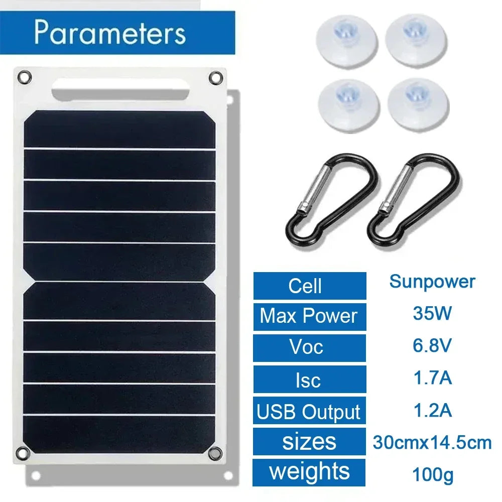 35W Sunpower Portable Solar Panel 5V Plate WithUSB Safe Stabilize