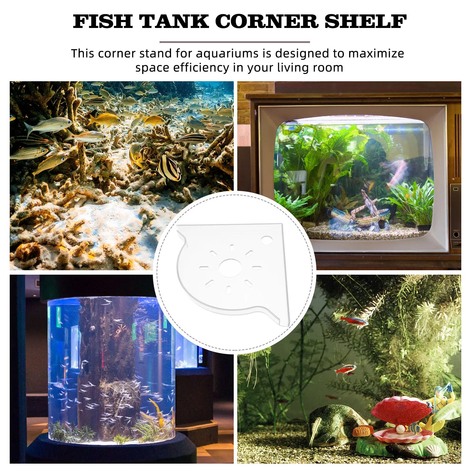 Triangle Corner Stand Aquarium Fish Tank Storage Shelf Space Saving