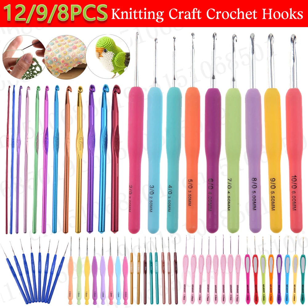 Colorful Crochet Hook Kits Soft Silicone Grip Knitting Needles