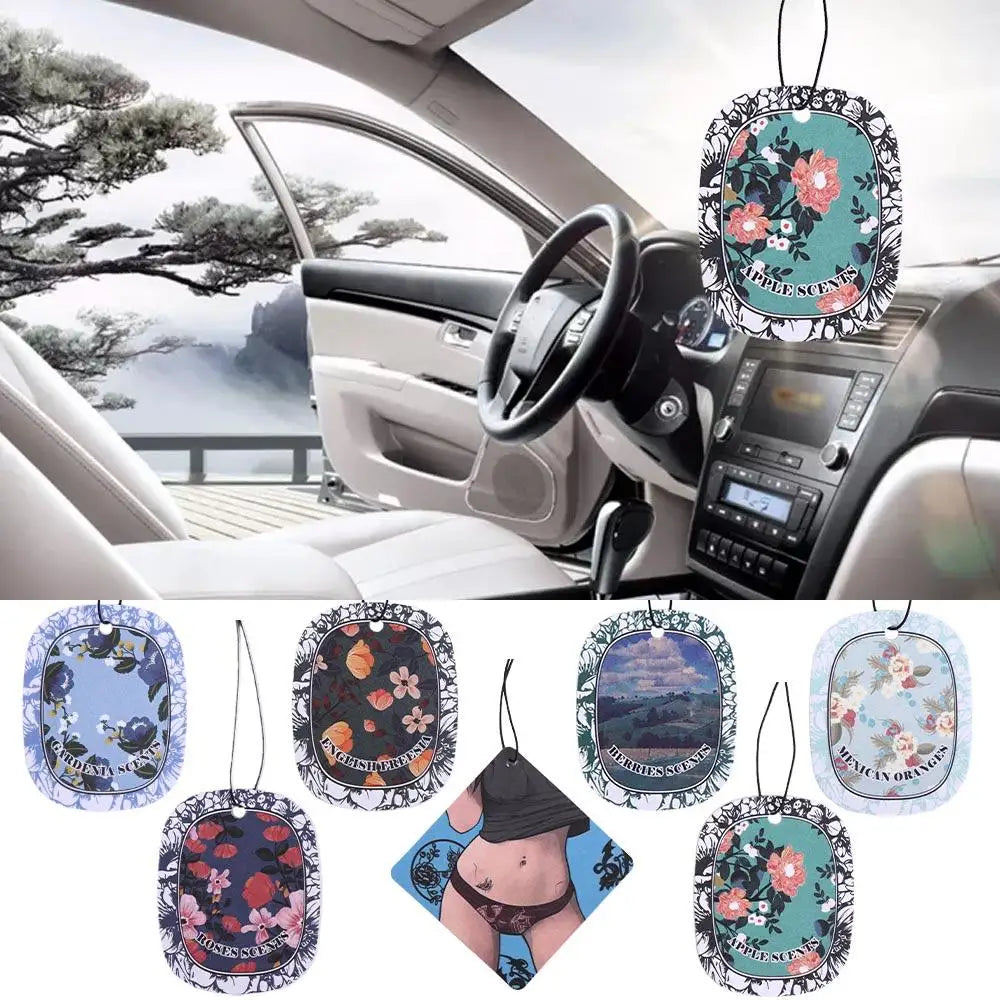Paper Car Fragrance Hanging Decoration Ellipse Car Aromatherapy Rearview Mirror Pendant Long-lasting DIY Zpaxo