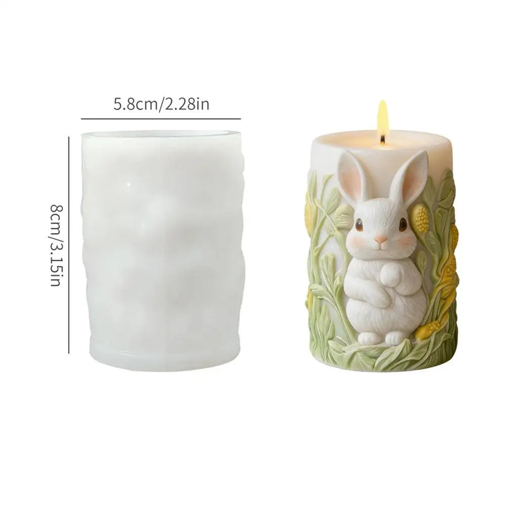 Easter Bunny Candle Mold Silicone Relief Cylinder Mould Soap Making