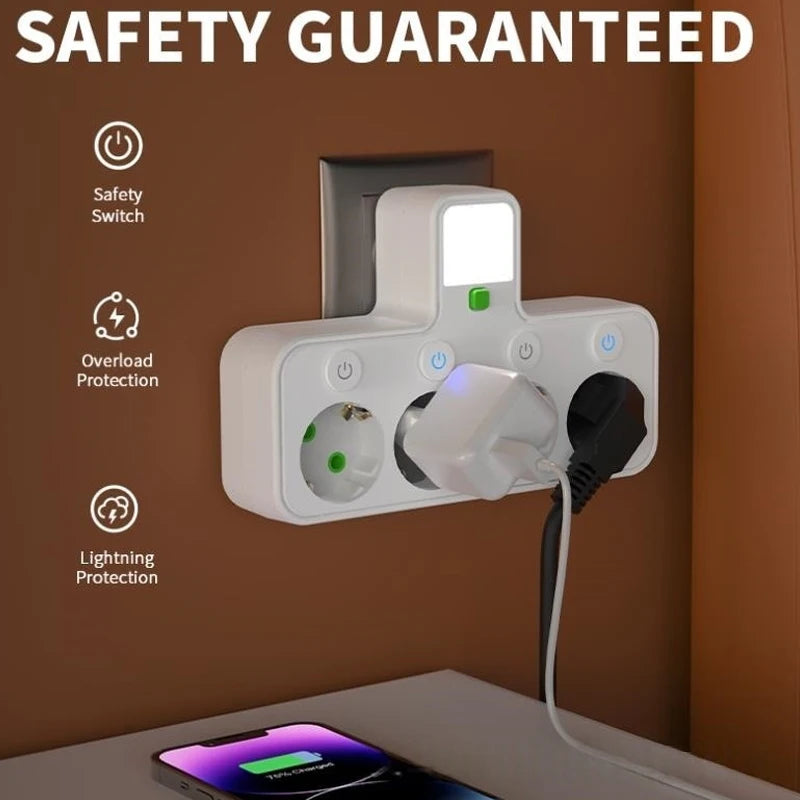 EU Power Strip with USB-C, Multiple AC Outlets & Switches EU Power Strip Zpaxo
