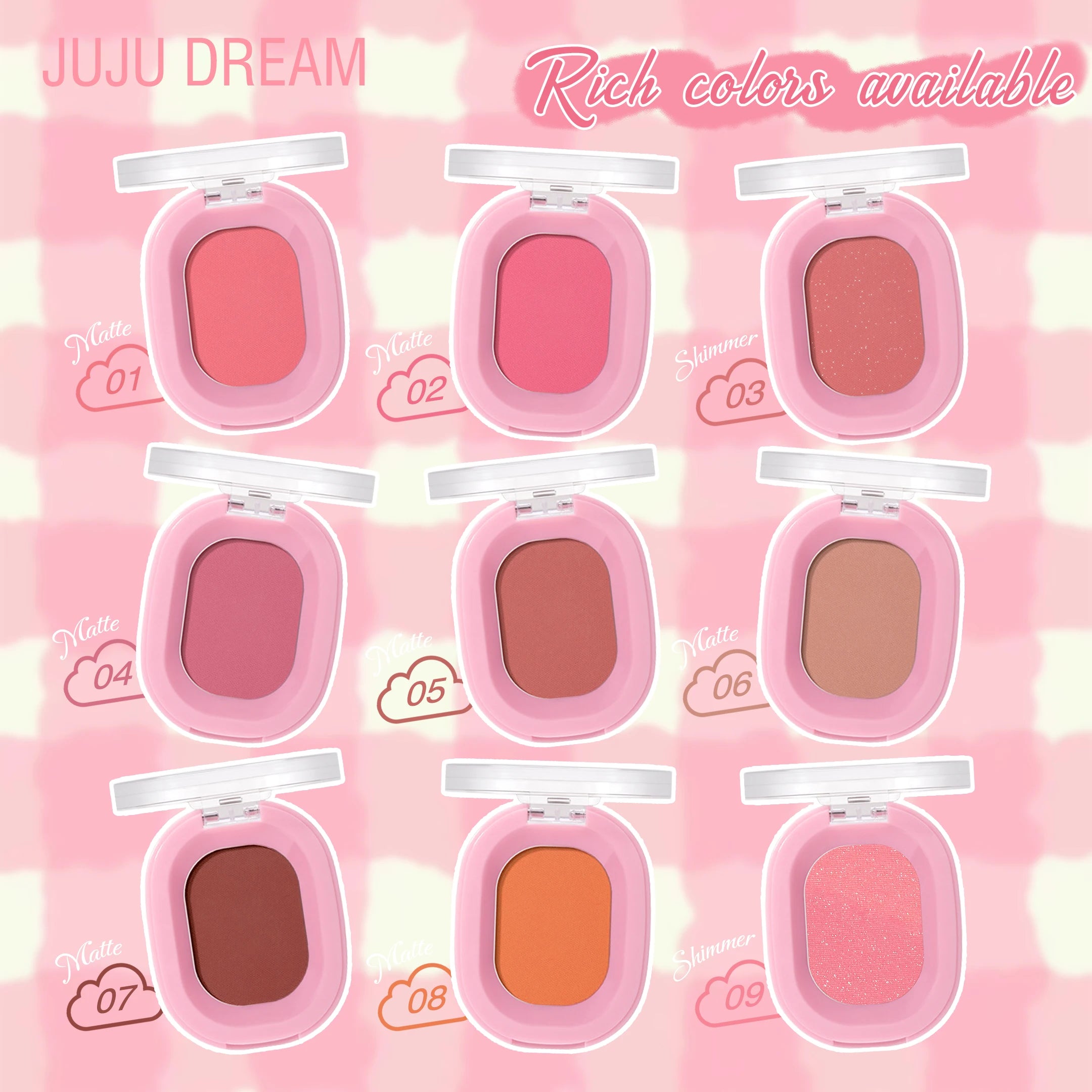 JUJu DREAM Flower Mist Blush Disc Monochrome Matte Powder Fine Flash Zpaxo