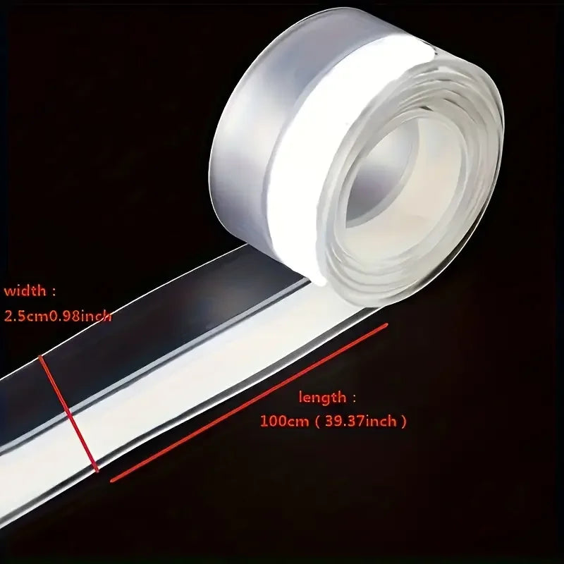 1 Roll of 39In/100Cm Door Bottom Rolling Shutter Door Windshield, Silicone Self-Adhesive Soundproofing, Windproof and Dustproof Door Bottom Sealing Strip, Transparent Sealing Strip under the Door Windshield Zpaxo