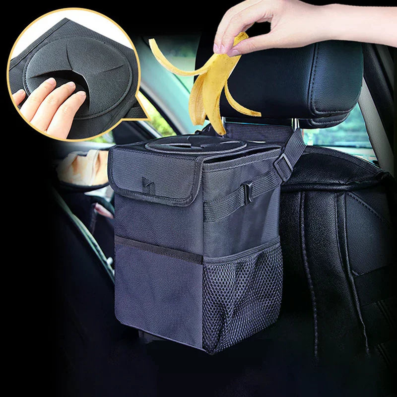 Foldable Waterproof Car Trash Can – Hanging Garbage Bin