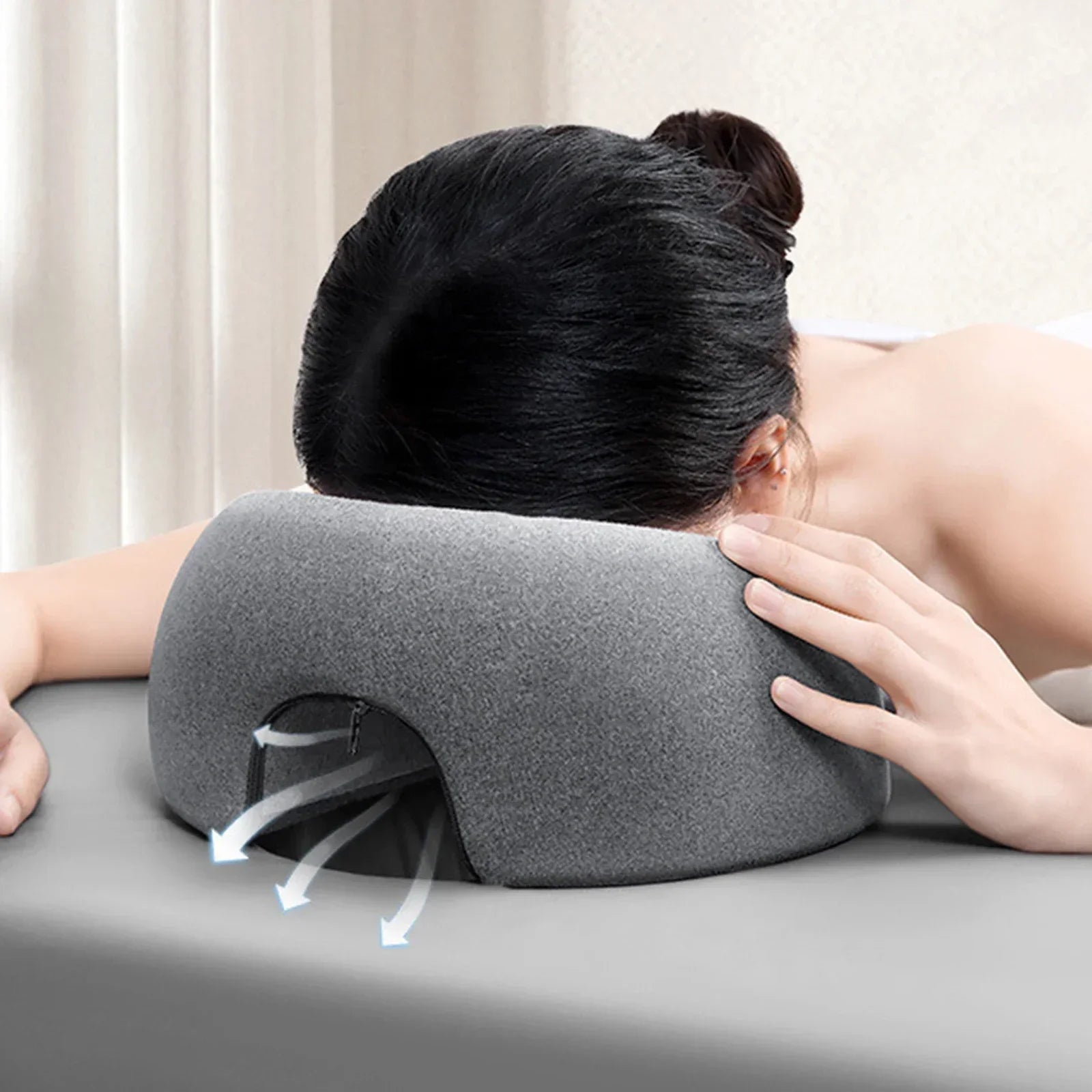 Face Down Pillow Desk Nap Pillow Prone Resting Comfort Memory Foam Ergonomics Home Massage Headrest for Beauty Salon Zpaxo