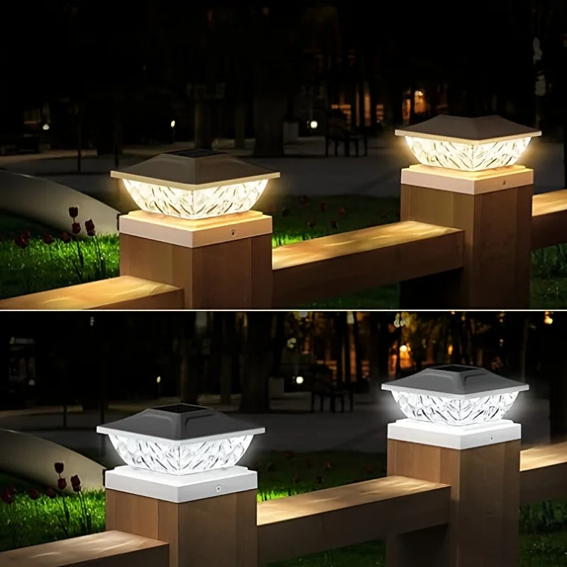 Outdoor Solar Post Cap 2 Modes Fence Light LED Post Lamp Solar Powered Waterproof For 4 Inch Wood Posts Yard Garden Outside Zpaxo