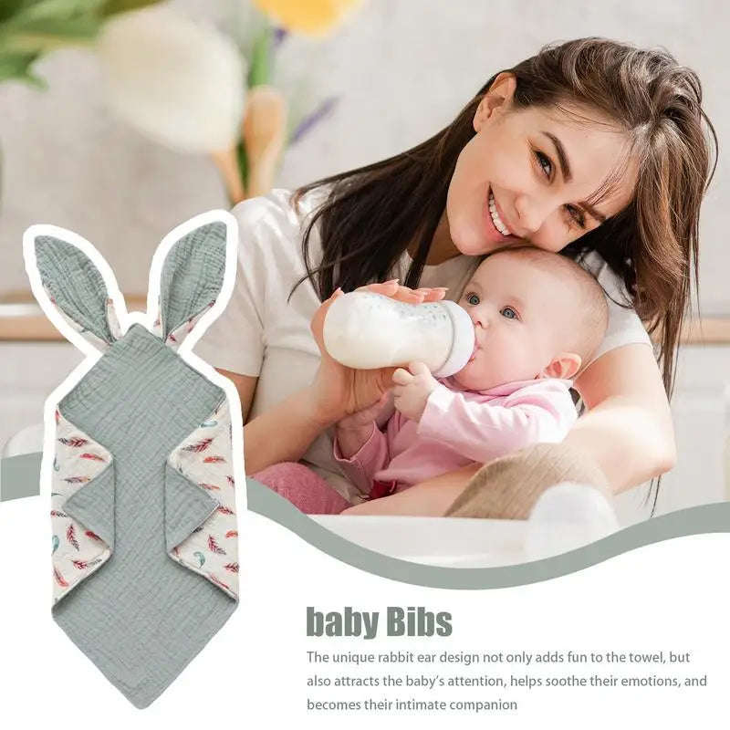 Snap Bibs Baby Rabbit Ear Design Bandana Drool Soft Comfortable Zpaxo