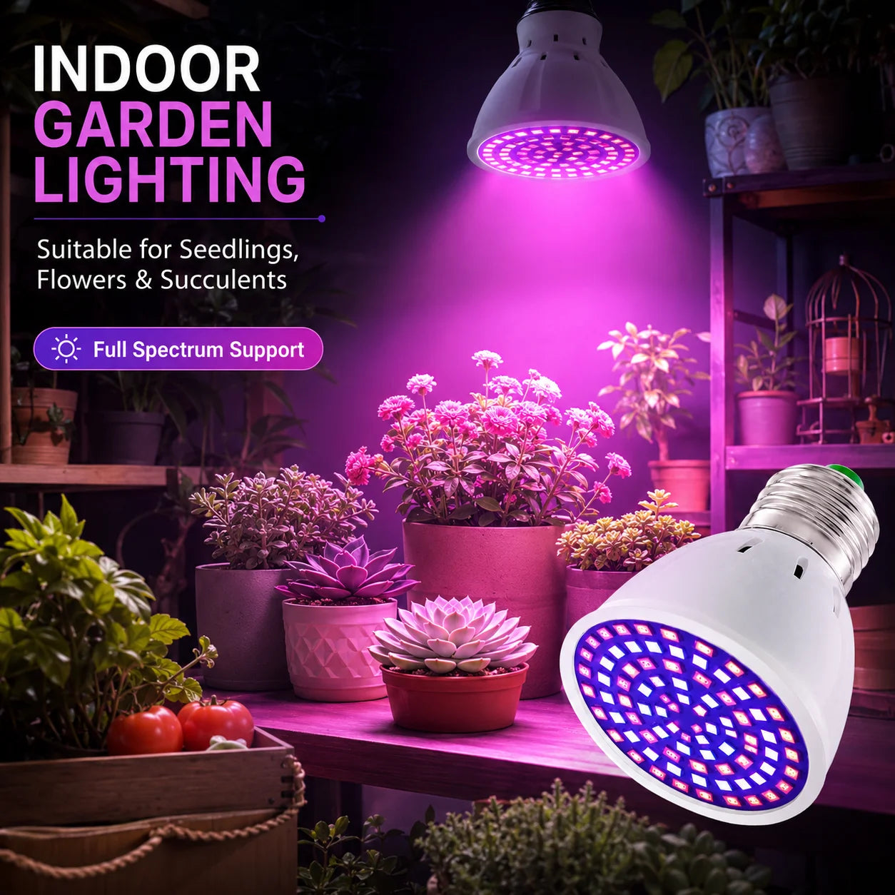 LED Grow Light Bulb E27 220V Full Spectrum 60/80LED Plant Lamp for Indoor Garden Seedling Greenhouse Hydroponics Grow Tent Zpaxo
