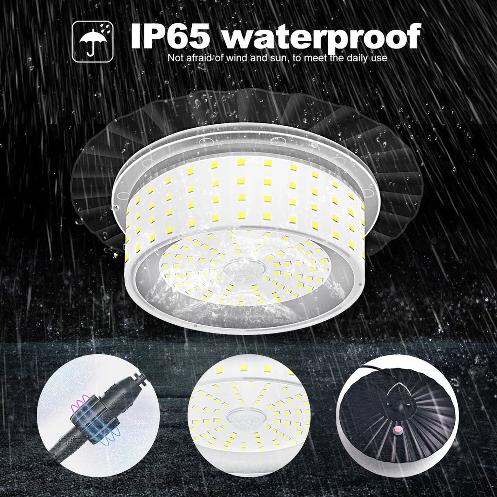 Solar Shed Lights Motion Sensor with 5M Cord Indoor Outdoor Waterproof 244 LED Solar Pendant Light 5 Modes Lighting Spotlights Zpaxo