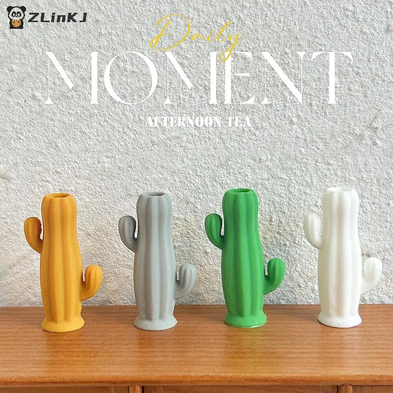 ▶1Pcs Dollhouse Miniature Cactus Shaped Vase Model Furniture Accessories For Doll House Living Room Scene Decor Kids Play Toy Zpaxo