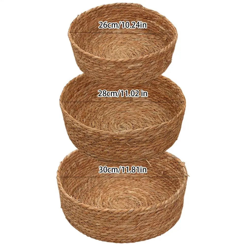 3-Piece Woven Rattan Wicker Storage Baskets – Kitchen & Home Wicker Storage Baskets Zpaxo 3Pcs