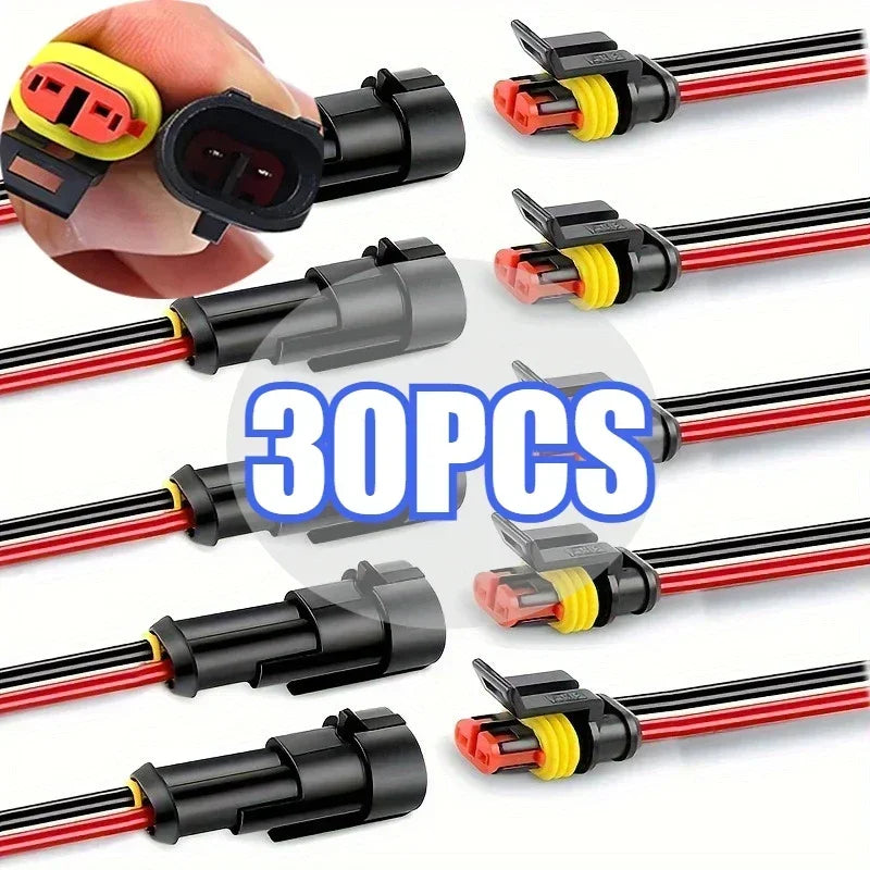 Automotive Connector Electric Motorcycle Connectors Waterproof Quick Connect Kit with Wire,Suitable for Cars and Ships Connector Zpaxo 30PCS-15pair