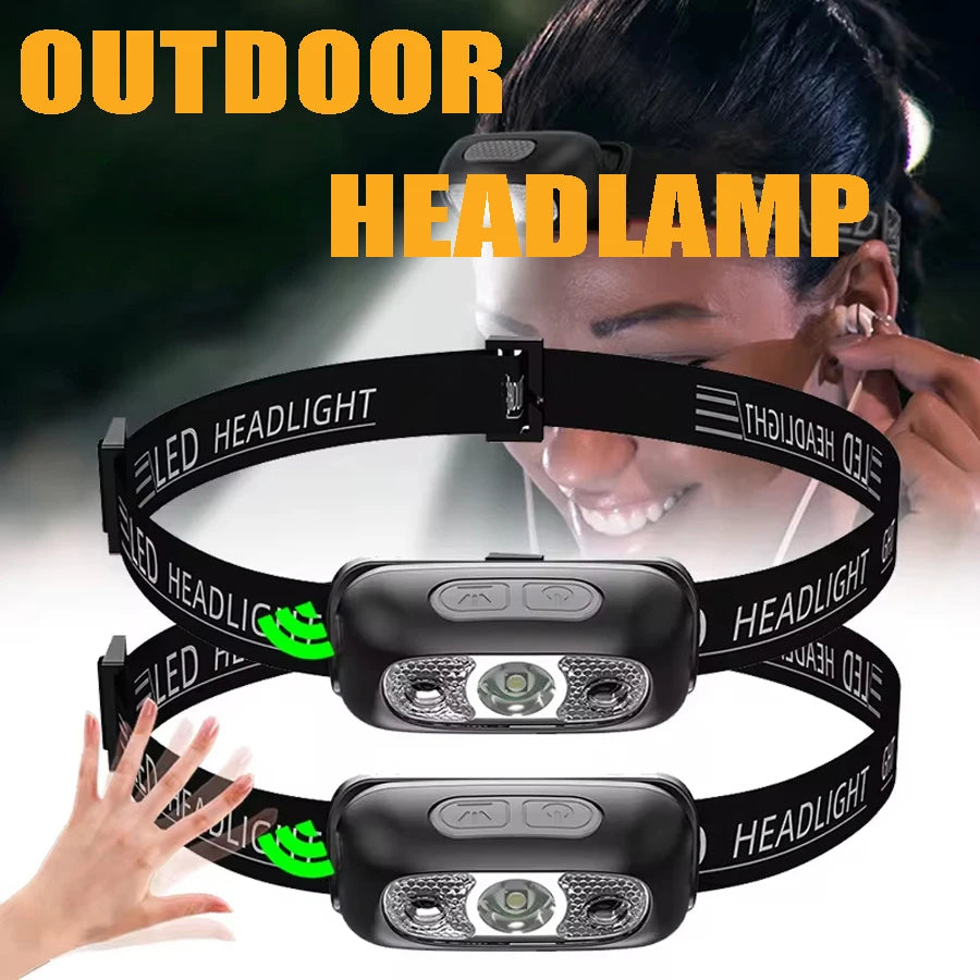 USB Rechargeable LED Headlamp – Motion Sensor, 350 Lumens LED Headlamp Zpaxo