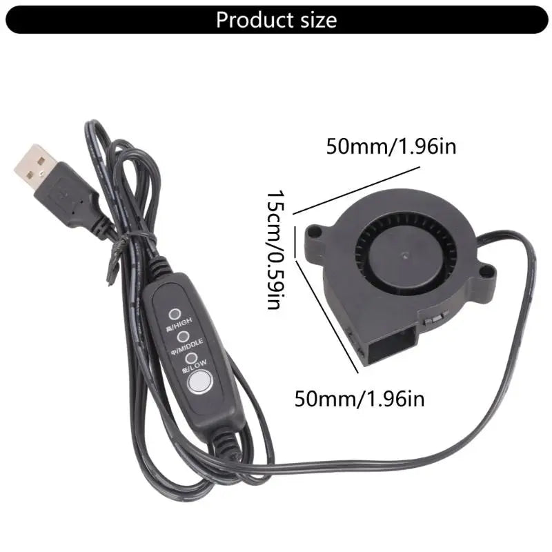 5V USB Powered PC Router Fan 5015 High Airflow Cooling Fan Adjustable Speed 3500RPM for PC 3D Printer Electronics Zpaxo