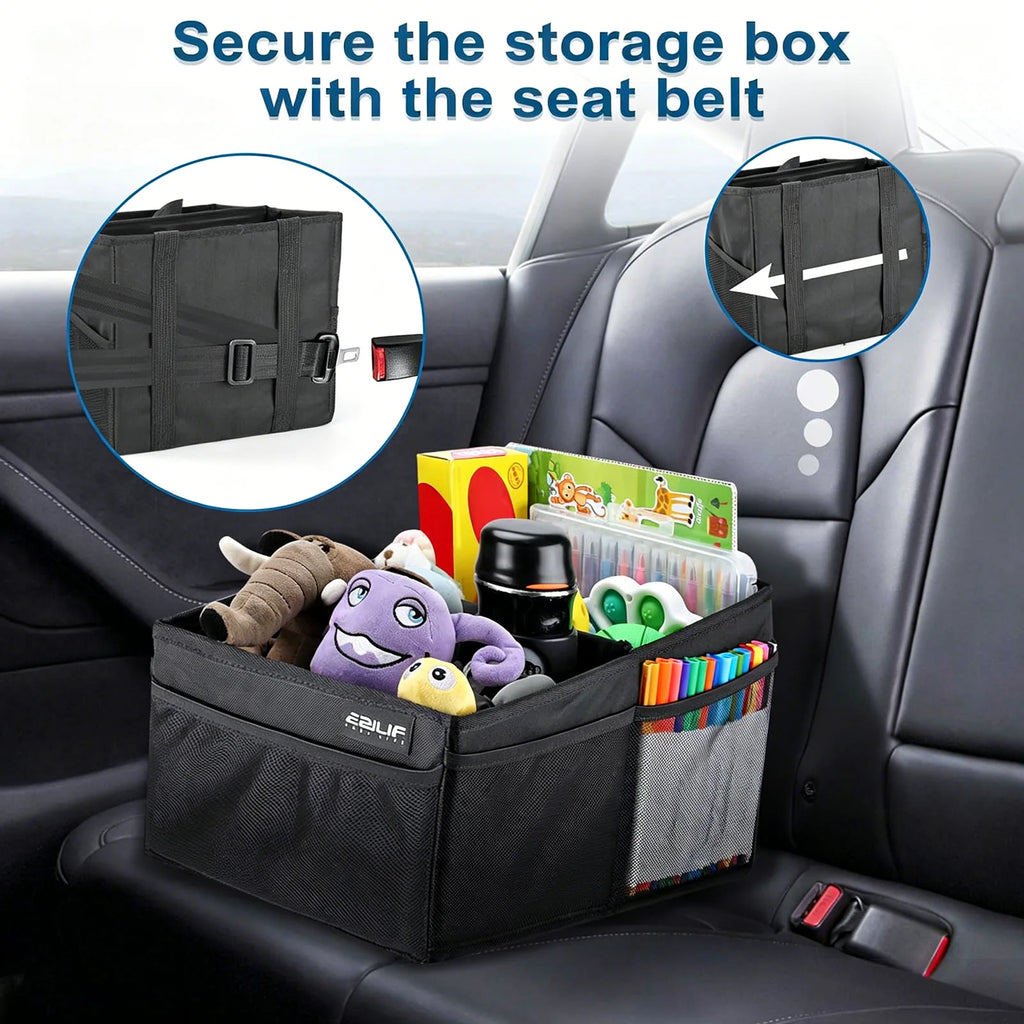 Foldable Car Back Seat Organizer Large Capacity 600D Portable Storage Box Multifunctional Zipper Kids Toy Road Travel Outdoor Zpaxo